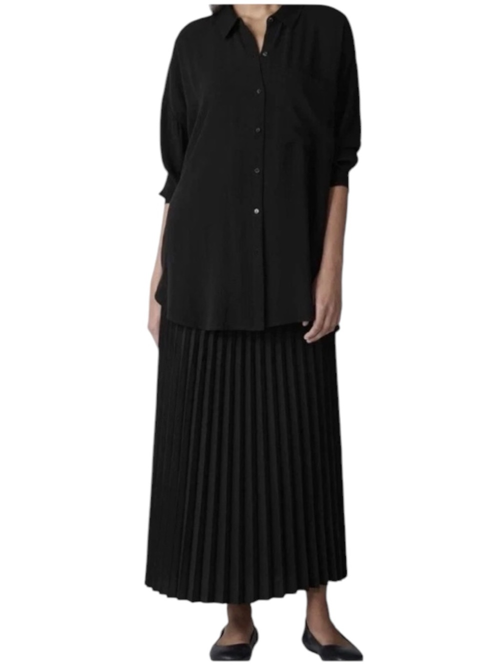 Eileen Fisher Small Lightweight Fluid Pleats Maxi Skirt Convertible Dress $328